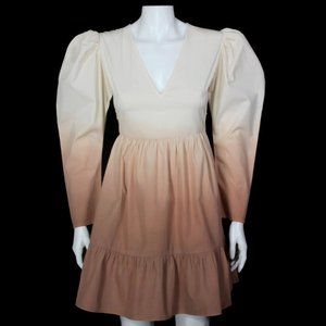 STELLA PARDO x Anthropologie Dye Dip Desert Brown Puff Sleeve Dress sz XS /569